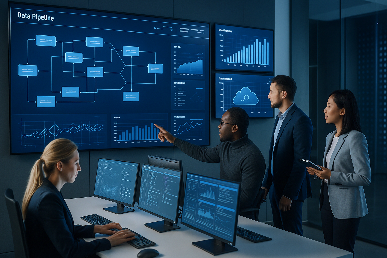 Circuit 12 AI consulting session — executives collaborating around AI strategy visuals