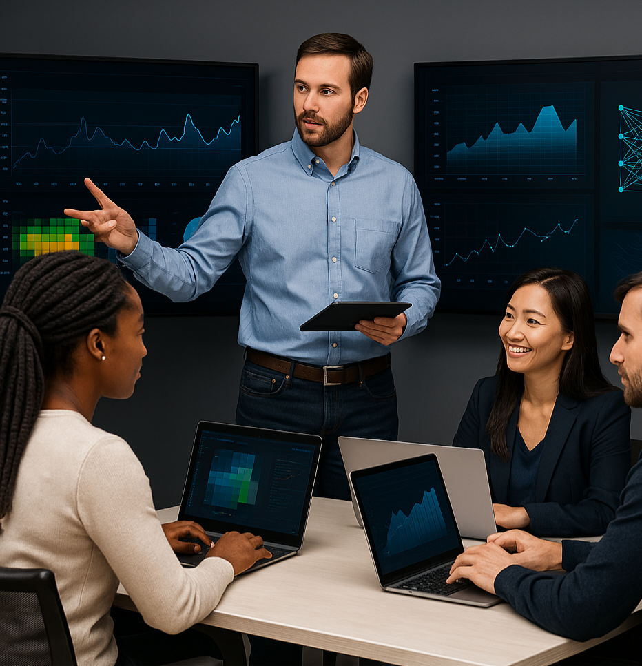 Circuit 12 AI hands-on workshop — professionals practicing AI workflows on laptops